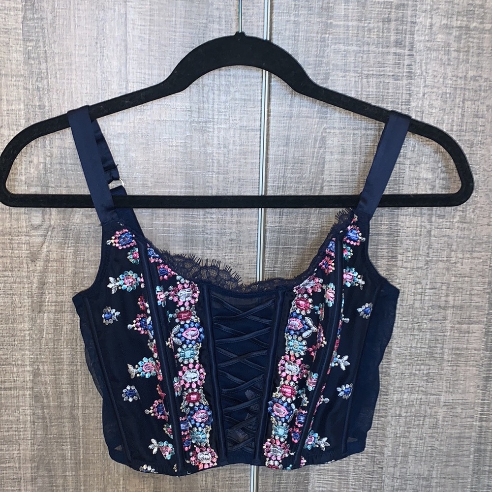 Victoria's Secret Unlined Bejeweled Embroidery Corset